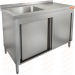 Стол нержавеющий закрытый купе с моечной ванной HICOLD НСЗК1М-15/7БЛ