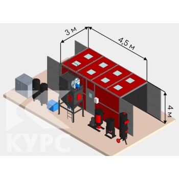 Обитаемая пескоструйная камера Курс КДО SP-3х4 проходная с оборудованием