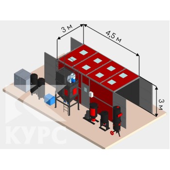 Обитаемая пескоструйная камера Курс КДО SP-3х3 проходная с оборудованием