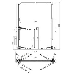 Подъемник комплект 4,5 т, развернутые каретки KraftWell STELLA 2A